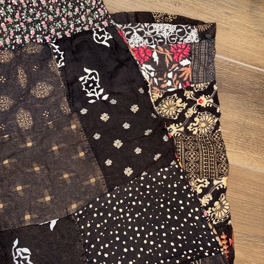 Earthbound Trading Co. Pants Womens L Brown Floral Boho Flare Patchwork Festi - Picture 7 of 7